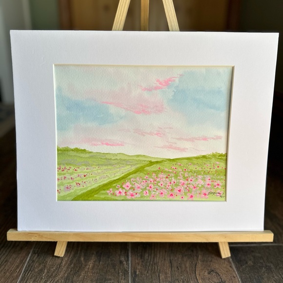 Other - Hand-Painted Watercolor Art Pink Fields